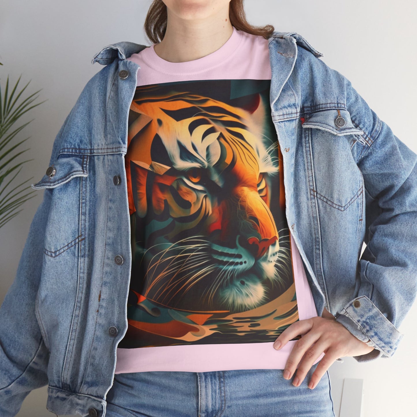 Women's Unisex Heavy Cotton Tee with a Majestic Tiger