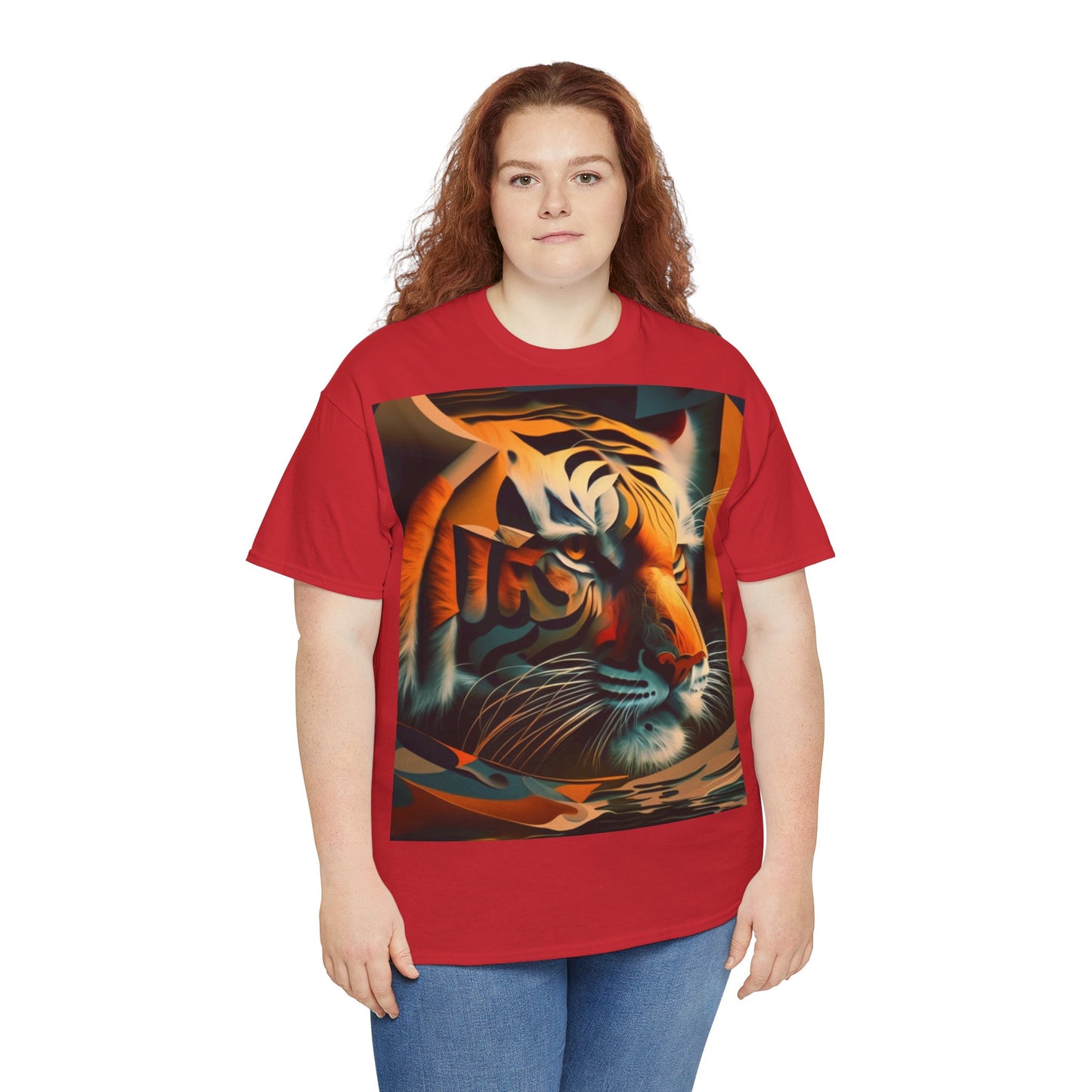 Women's Unisex Heavy Cotton Tee with a Majestic Tiger