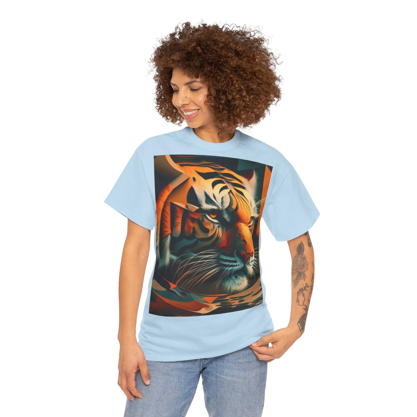 Women's Unisex Heavy Cotton Tee with a Majestic Tiger