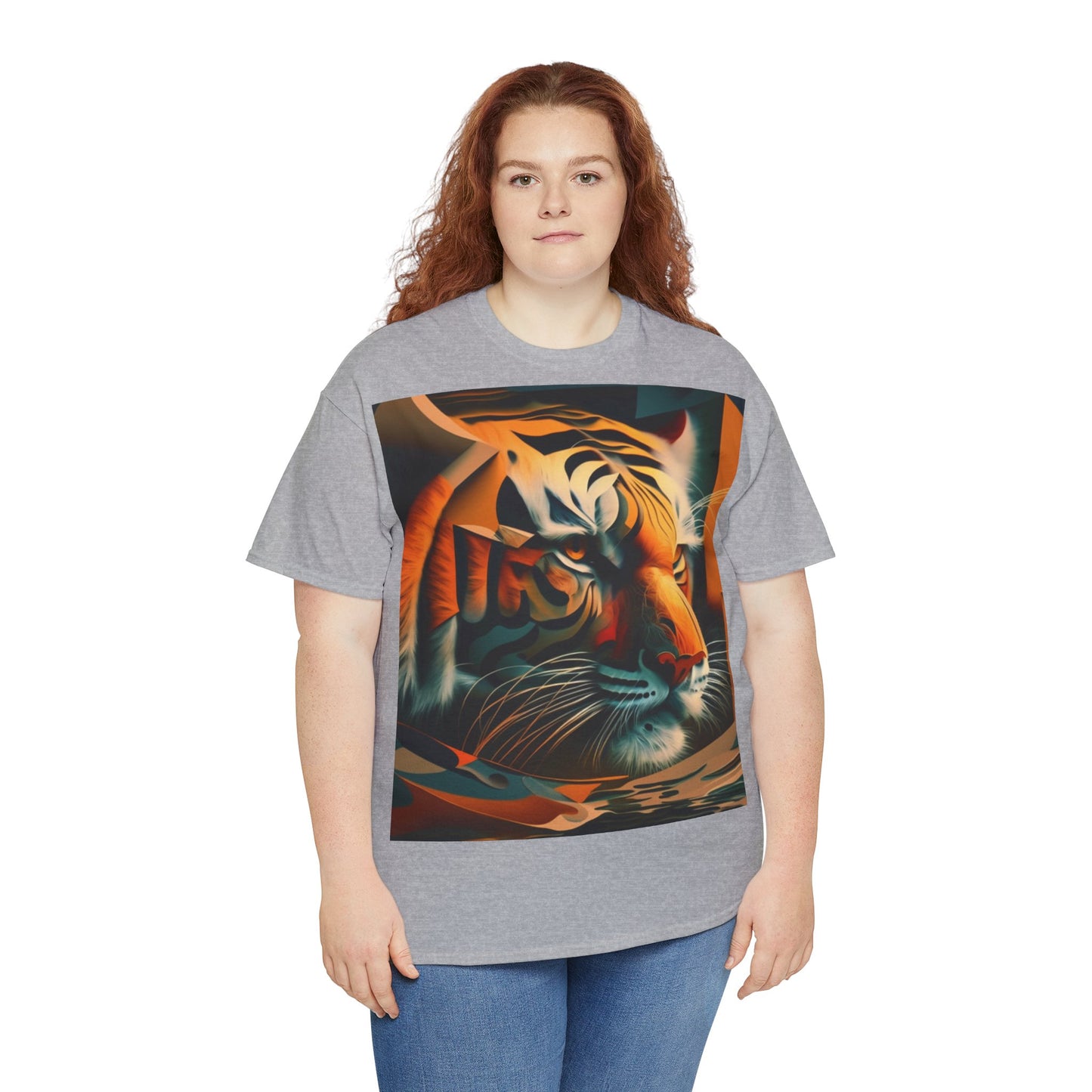 Women's Unisex Heavy Cotton Tee with a Majestic Tiger