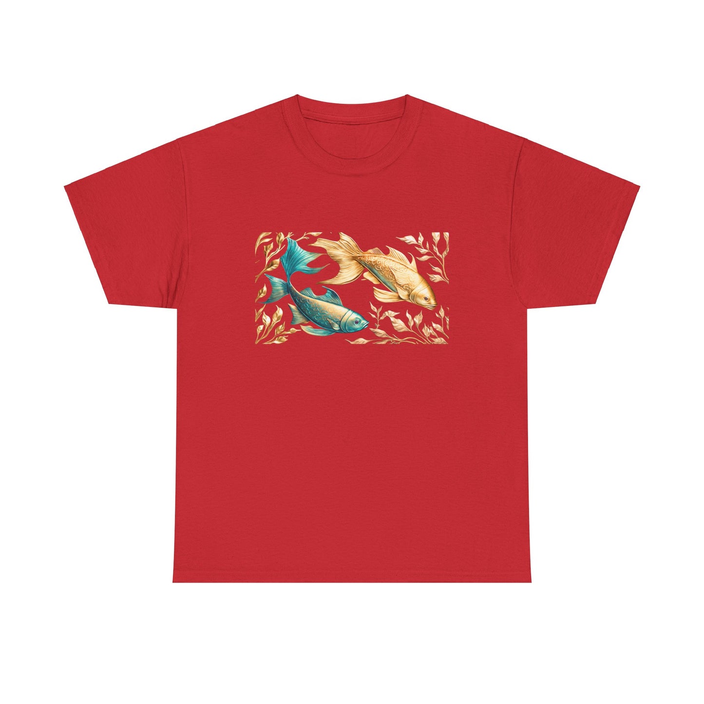 Women's unisex heavy cotton tee with a Gold and Blue Fish.