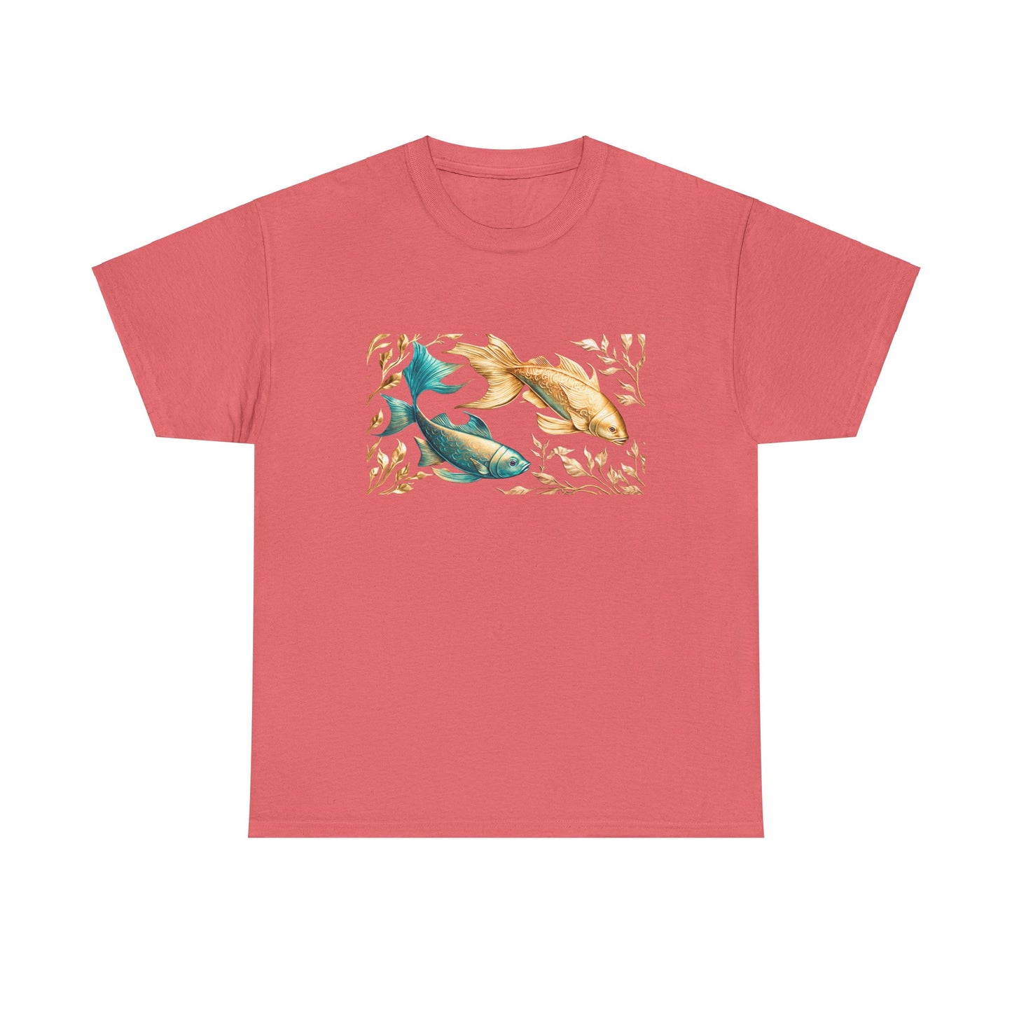 Women's unisex heavy cotton tee with a Gold and Blue Fish.