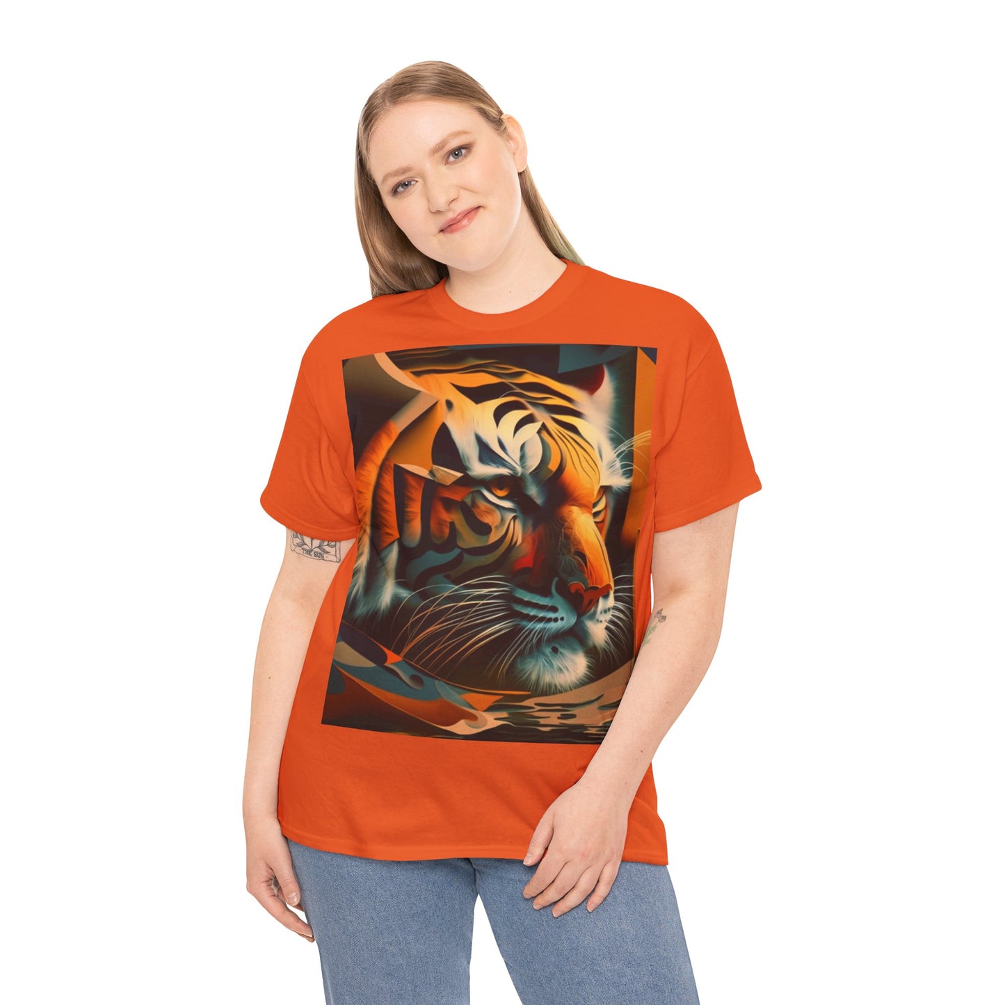 Women's Unisex Heavy Cotton Tee with a Majestic Tiger