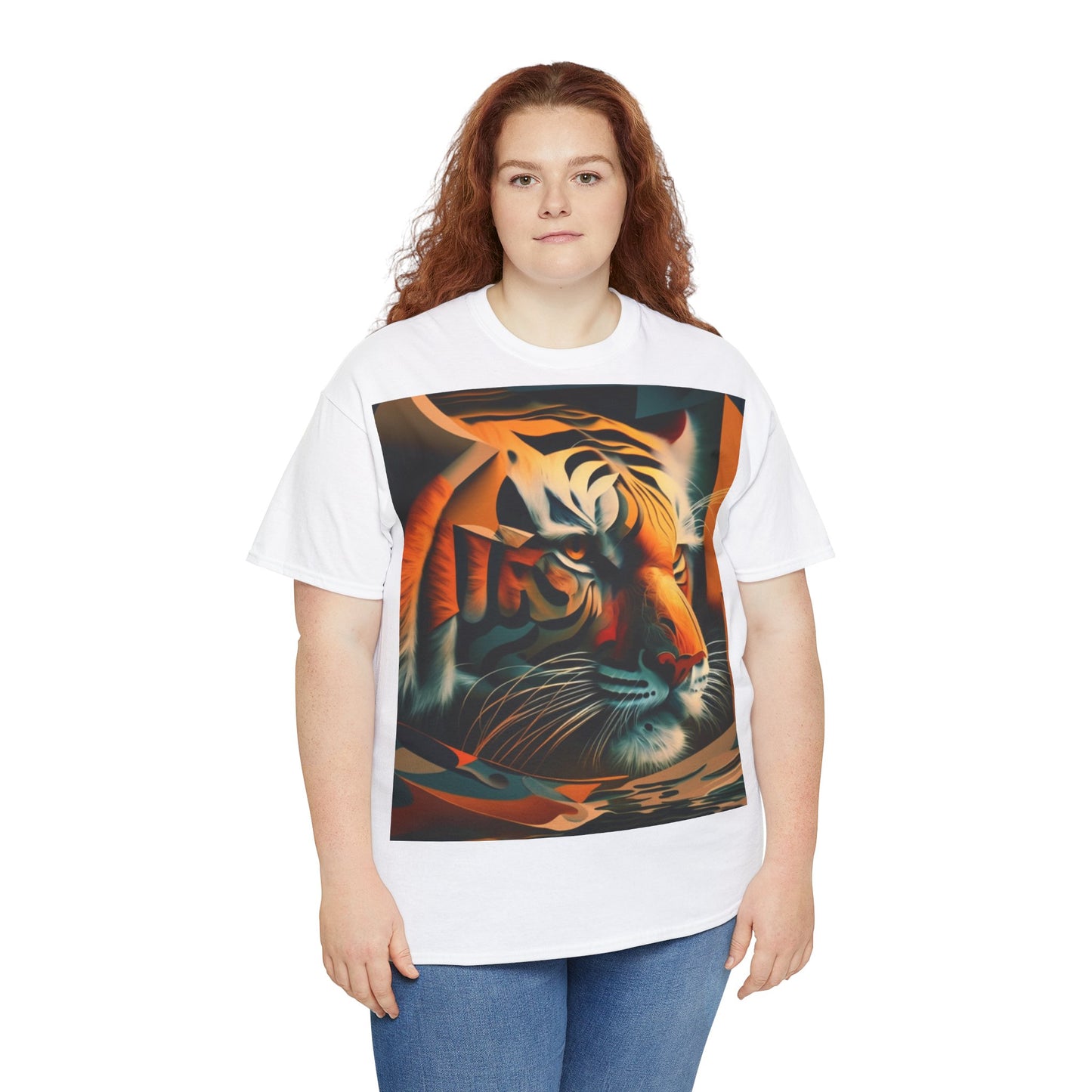 Women's Unisex Heavy Cotton Tee with a Majestic Tiger