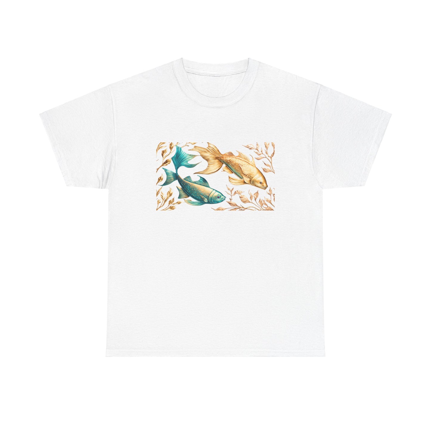 Women's unisex heavy cotton tee with a Gold and Blue Fish.