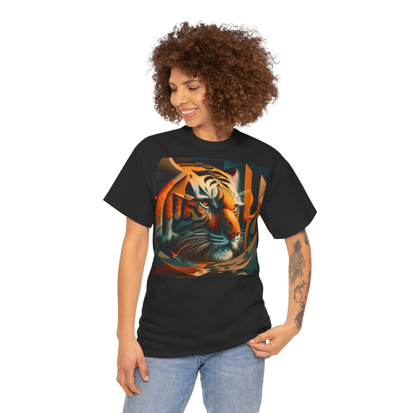 Women's Unisex Heavy Cotton Tee with a Majestic Tiger