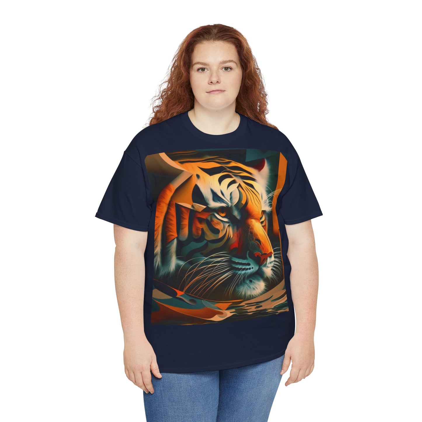 Women's Unisex Heavy Cotton Tee with a Majestic Tiger