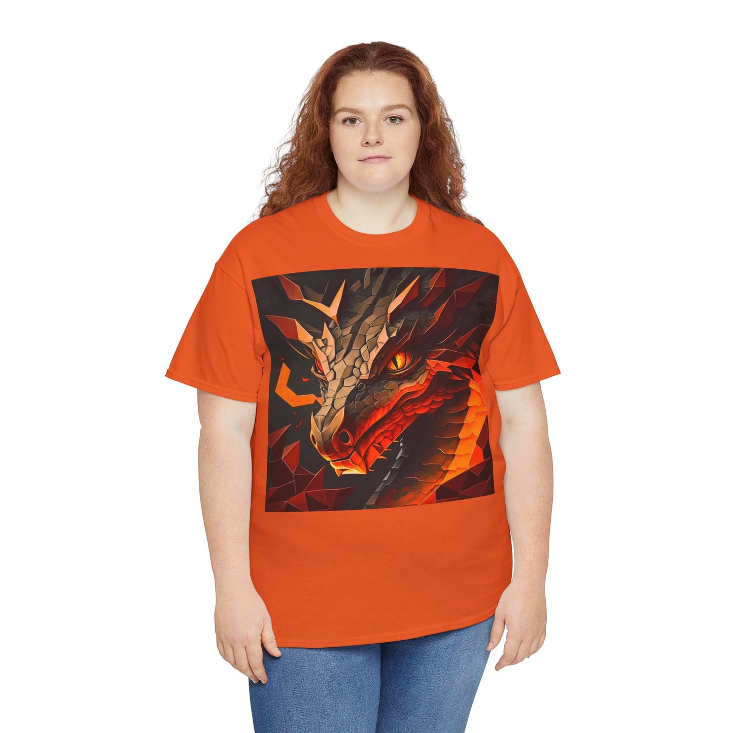 Women's Unisex Heavy Cotton Tee with a Fierce Dragon