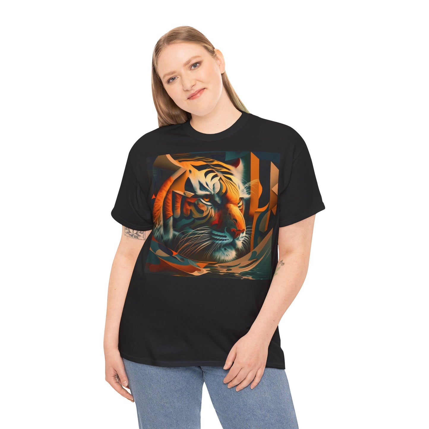 Women's Unisex Heavy Cotton Tee with a Majestic Tiger