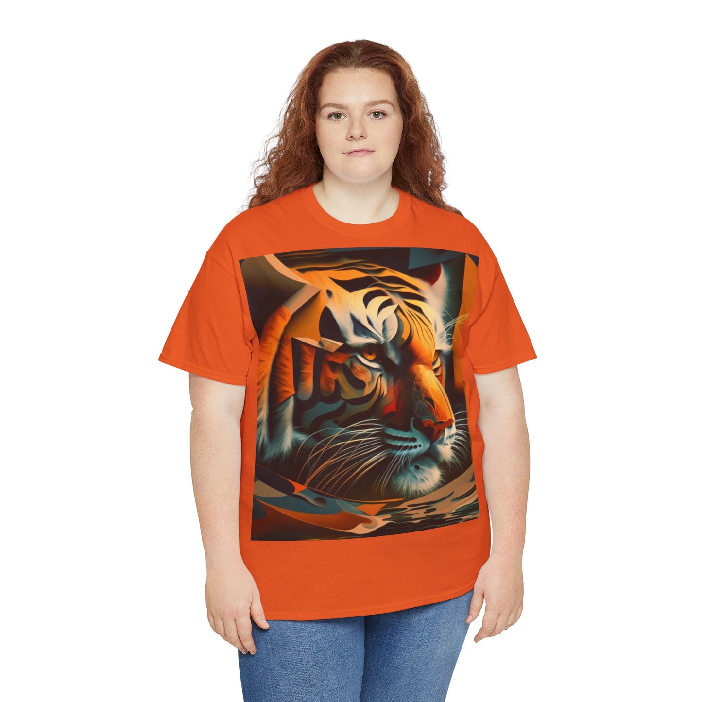 Women's Unisex Heavy Cotton Tee with a Majestic Tiger