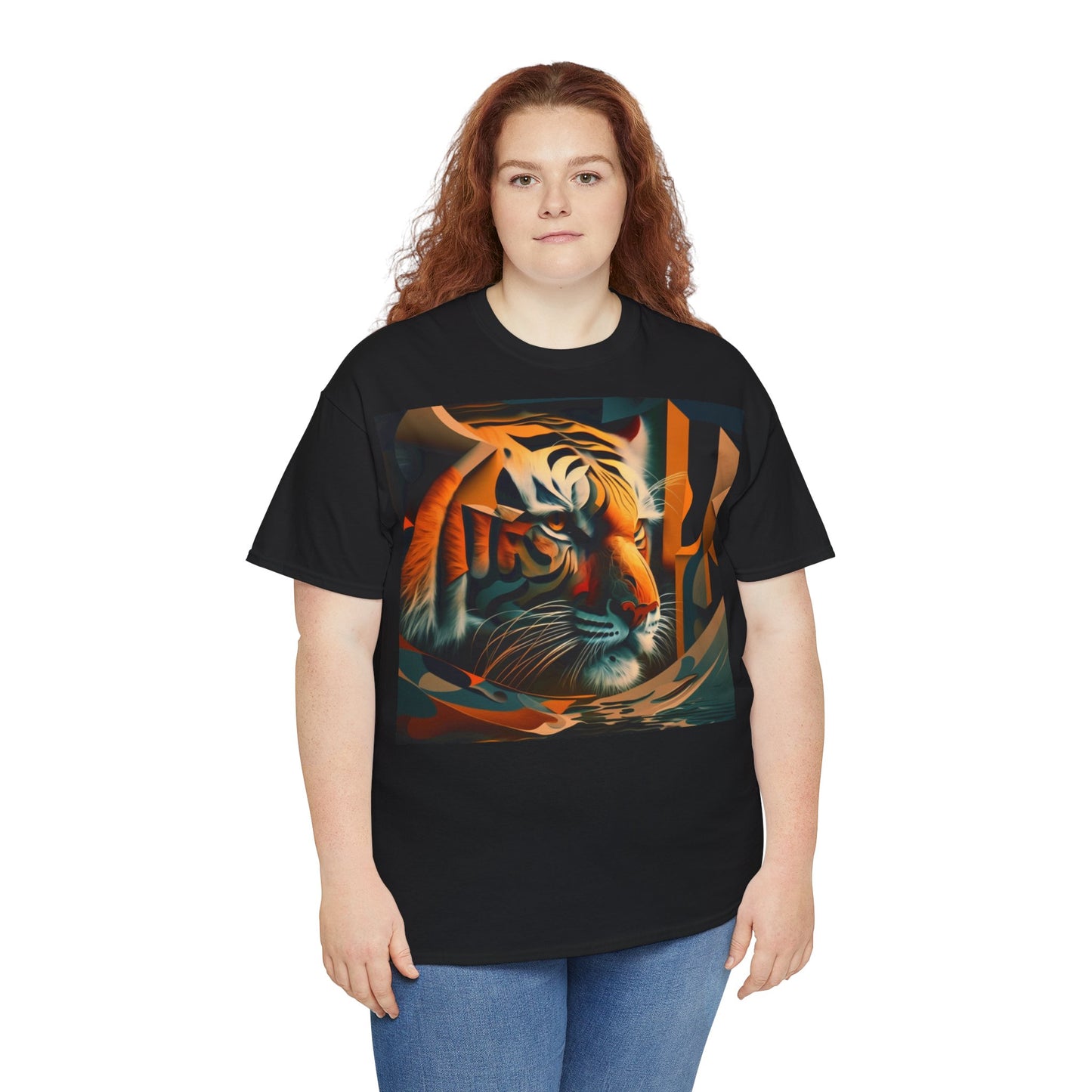 Women's Unisex Heavy Cotton Tee with a Majestic Tiger