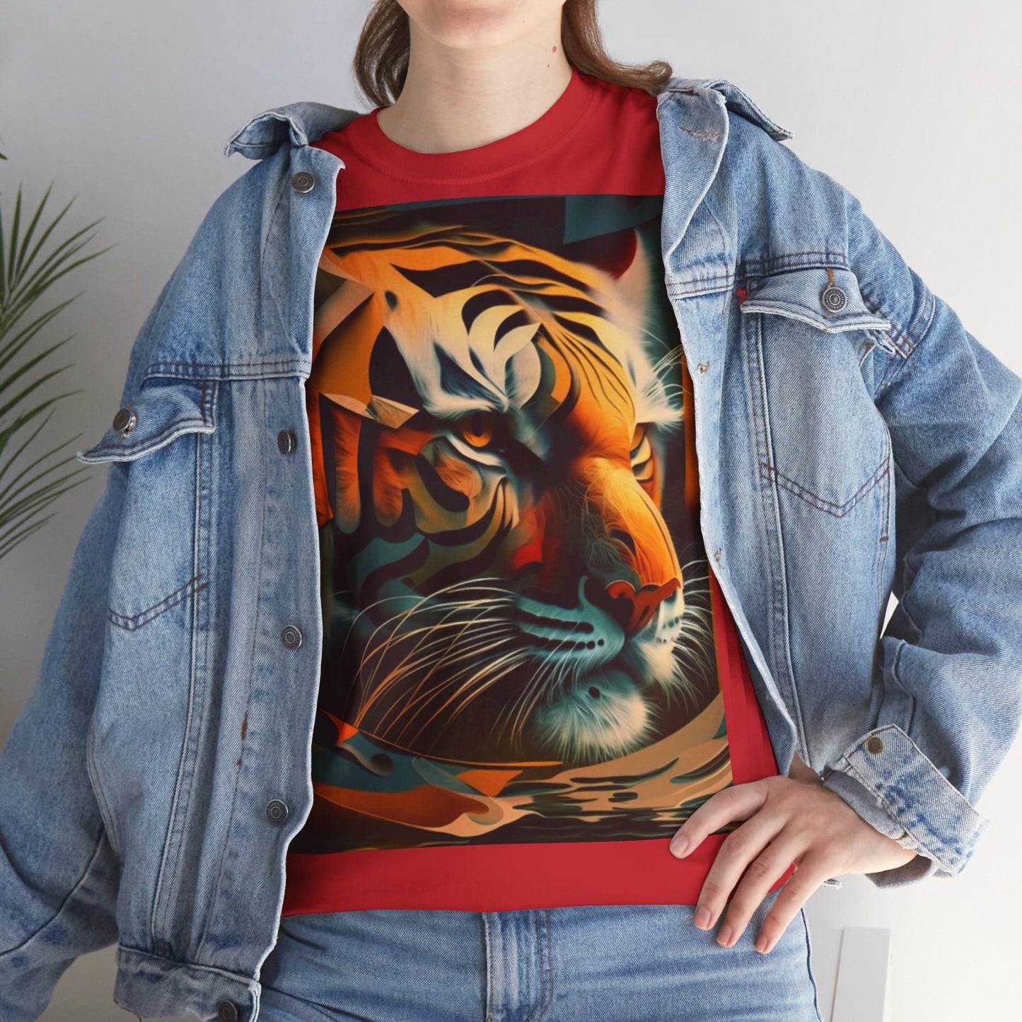 Women's Unisex Heavy Cotton Tee with a Majestic Tiger