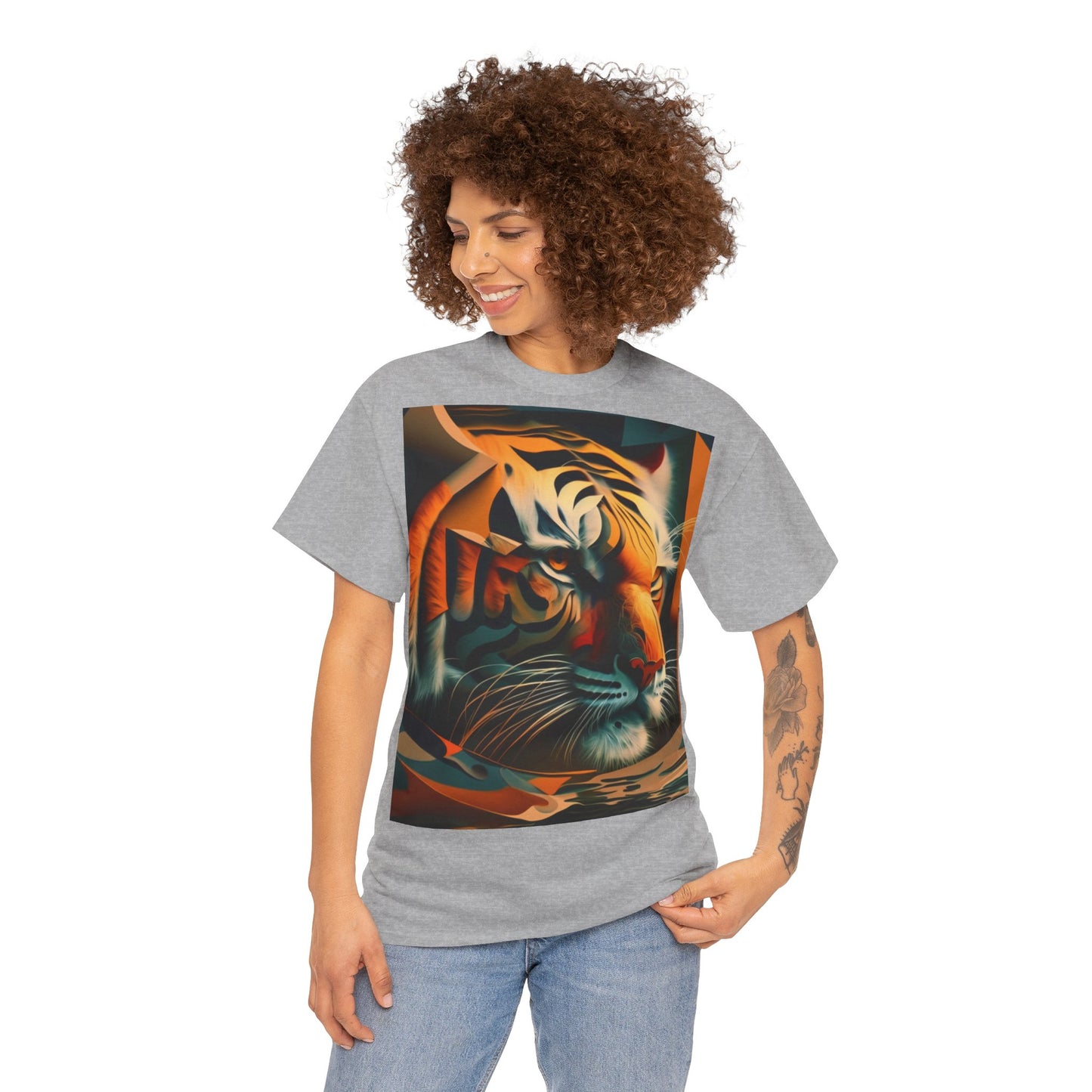 Women's Unisex Heavy Cotton Tee with a Majestic Tiger