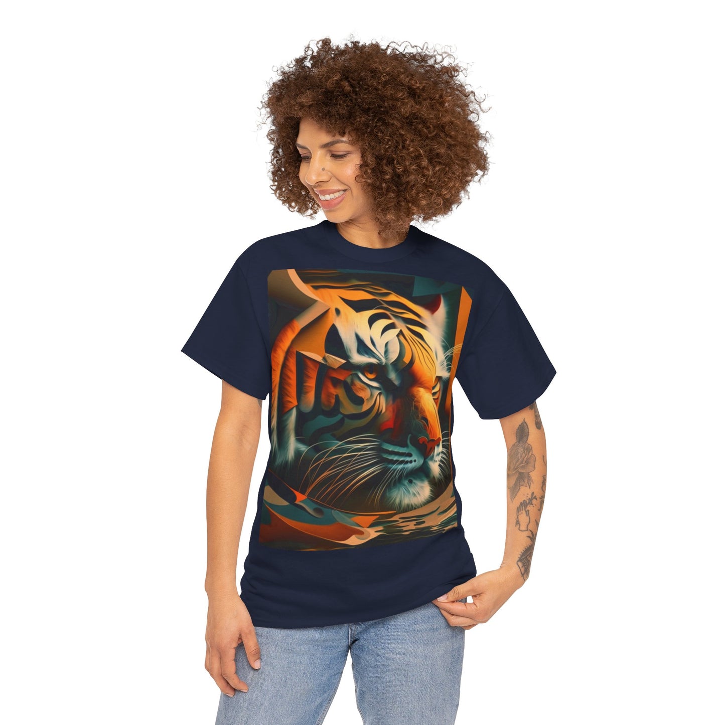 Women's Unisex Heavy Cotton Tee with a Majestic Tiger