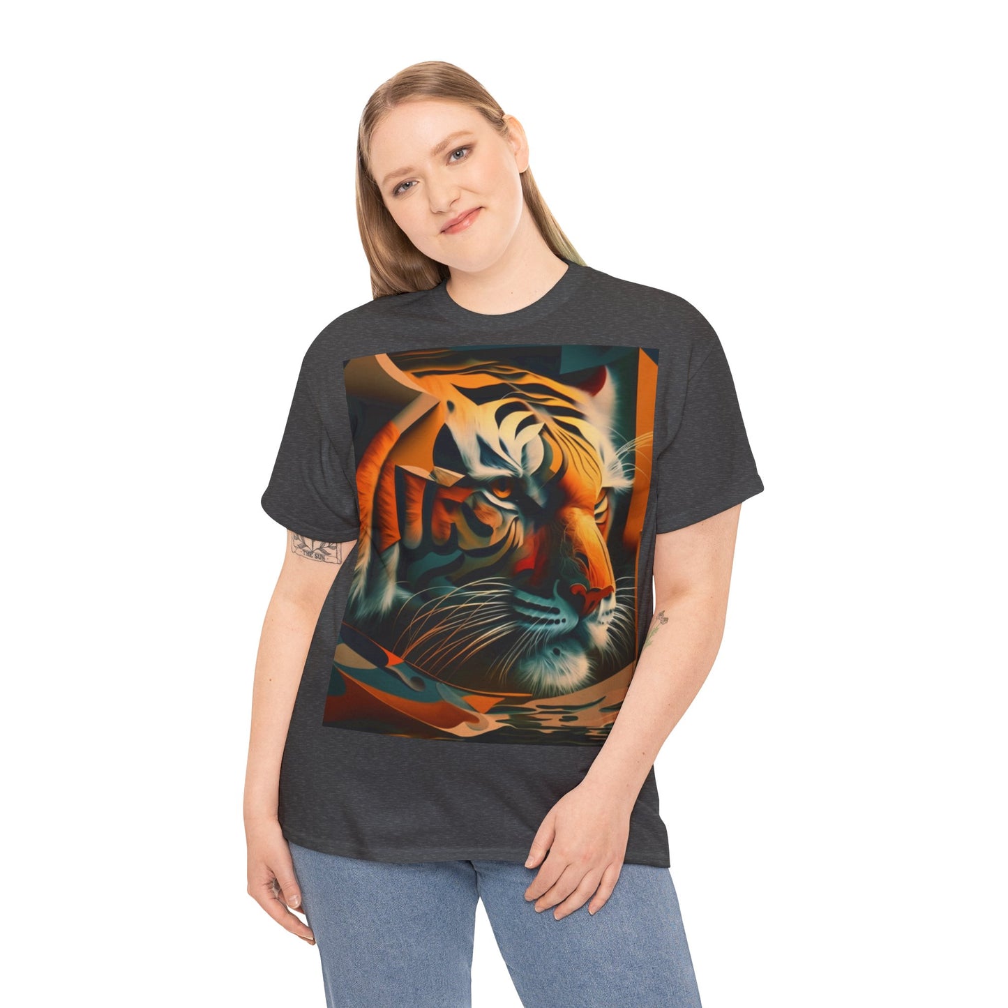 Women's Unisex Heavy Cotton Tee with a Majestic Tiger