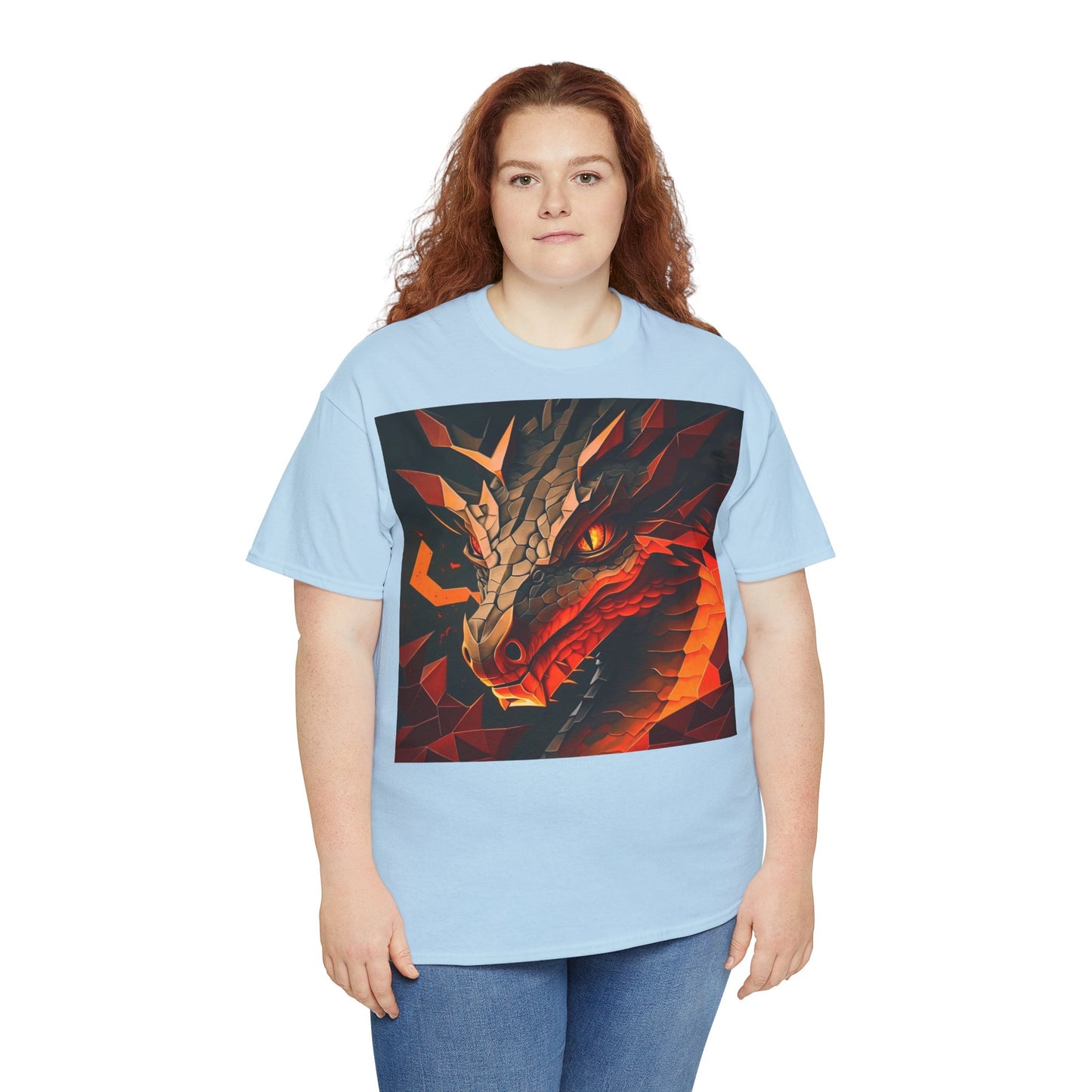 Women's Unisex Heavy Cotton Tee with a Fierce Dragon