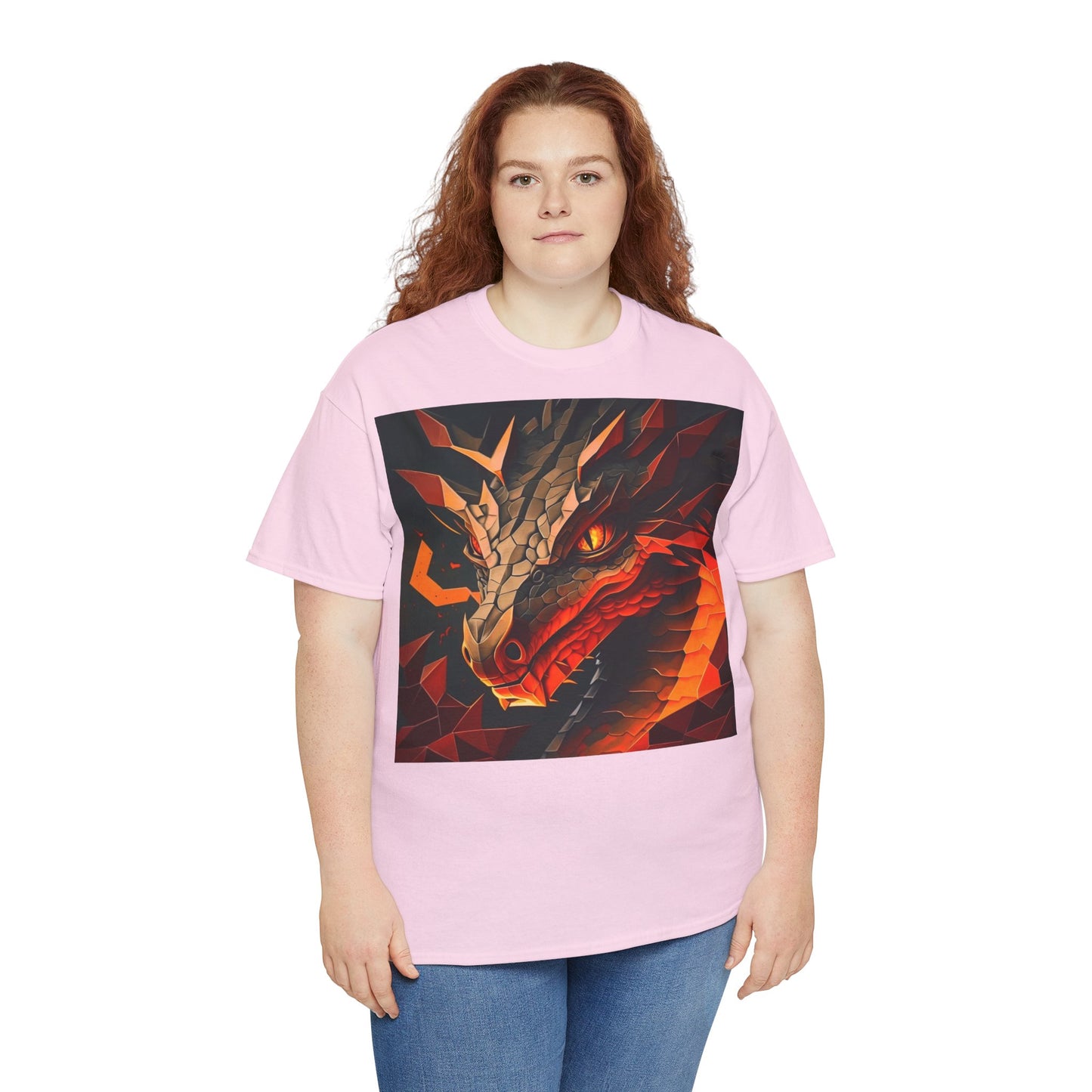 Women's Unisex Heavy Cotton Tee with a Fierce Dragon