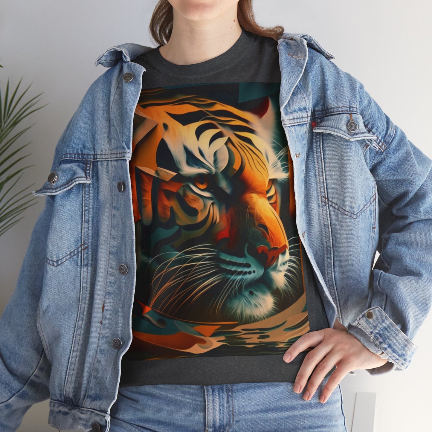 Women's Unisex Heavy Cotton Tee with a Majestic Tiger