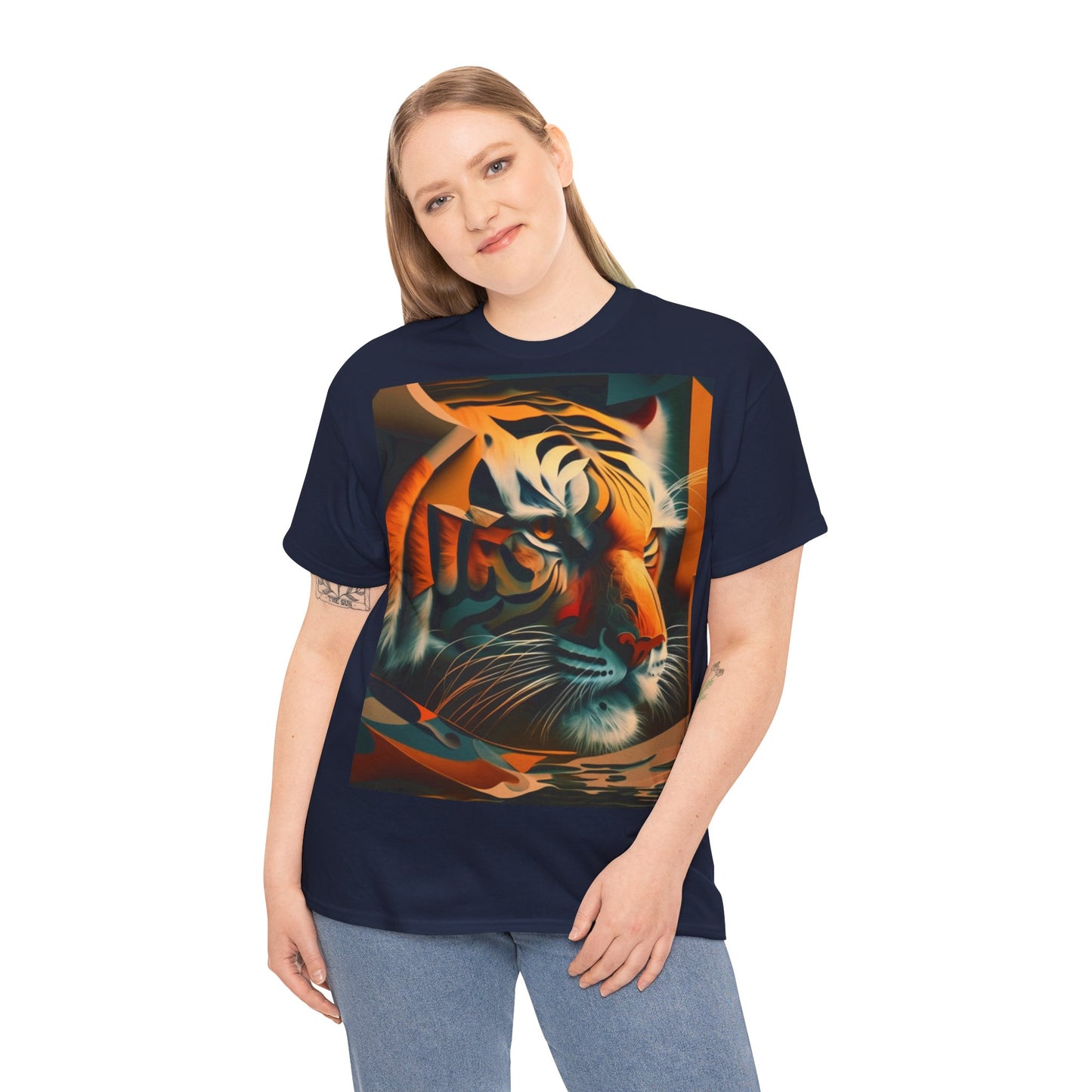 Women's Unisex Heavy Cotton Tee with a Majestic Tiger