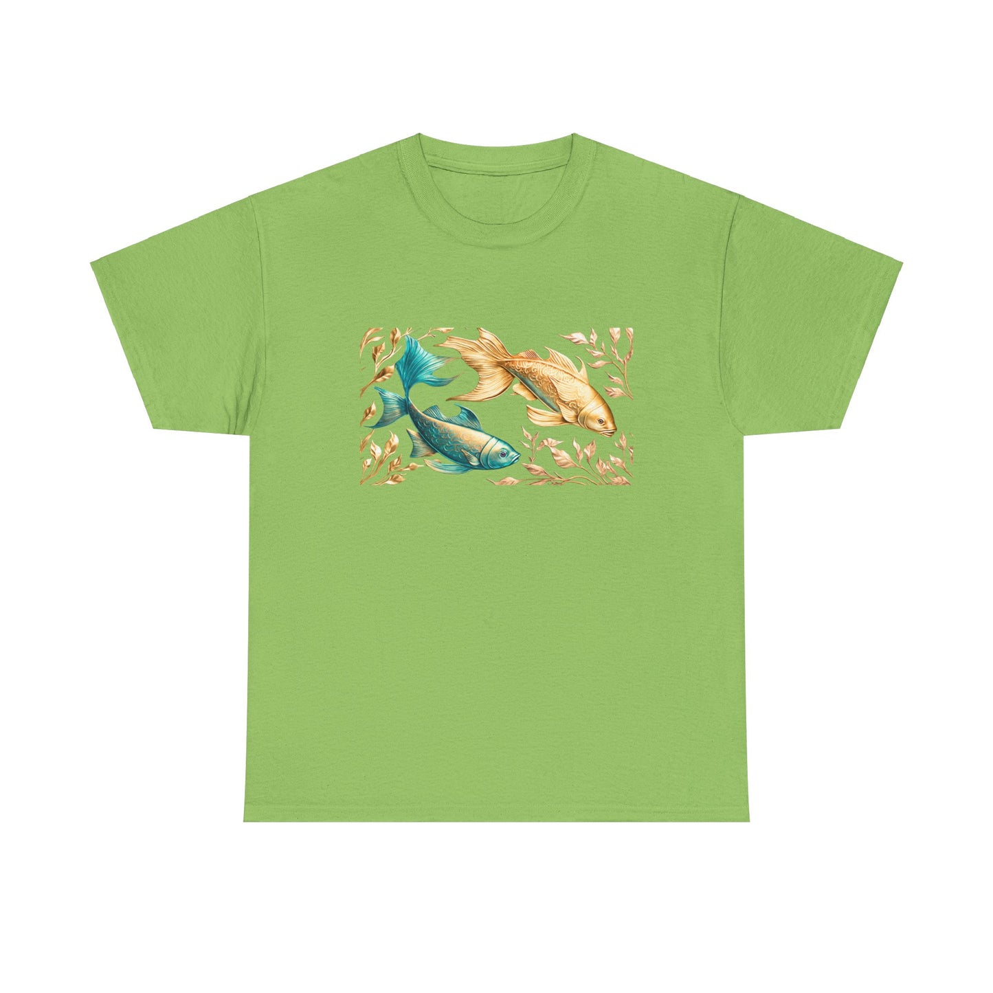 Women's unisex heavy cotton tee with a Gold and Blue Fish.