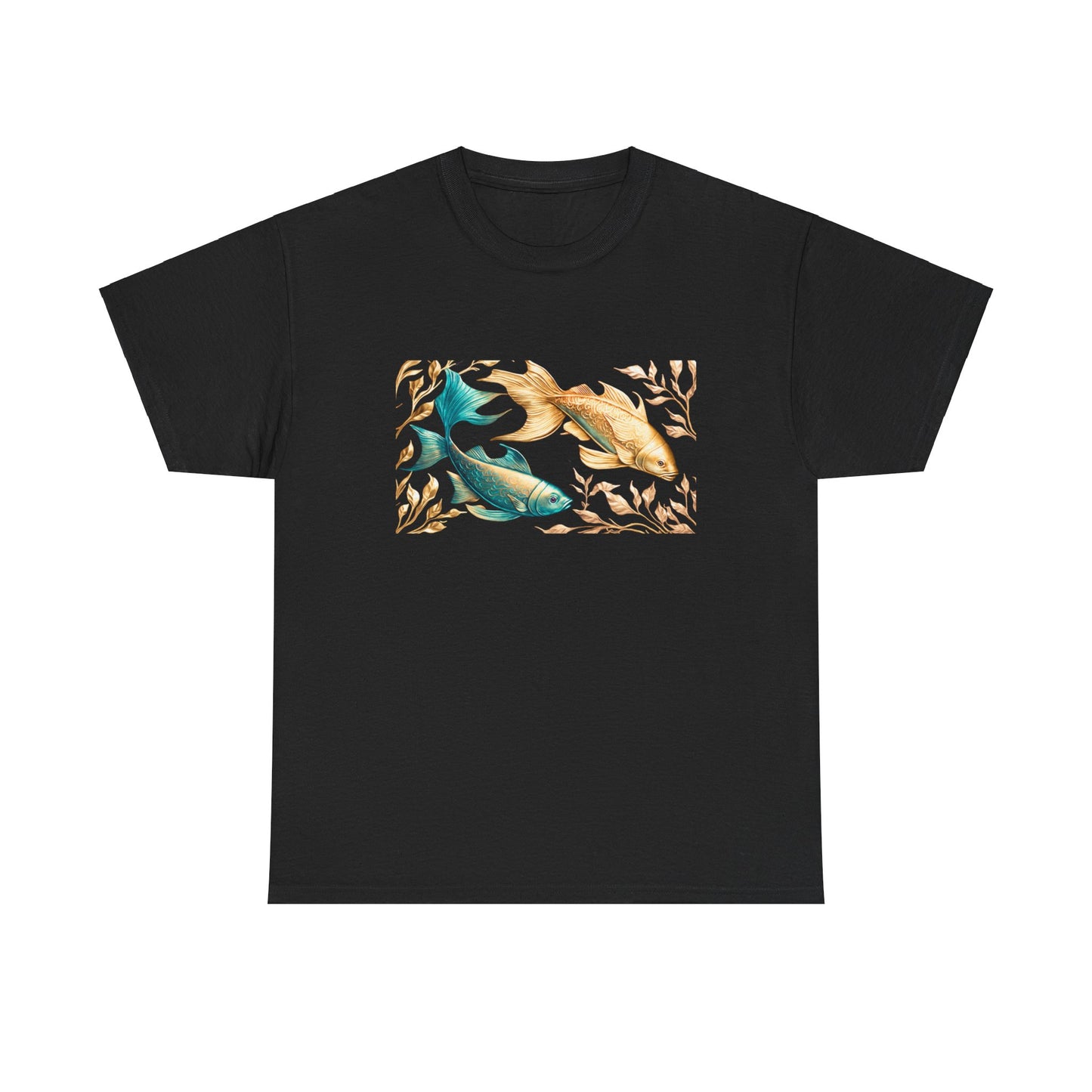 Women's unisex heavy cotton tee with a Gold and Blue Fish.