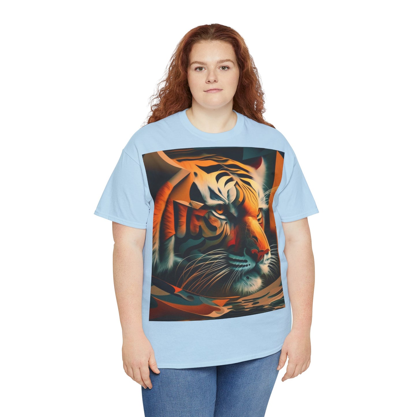 Women's Unisex Heavy Cotton Tee with a Majestic Tiger