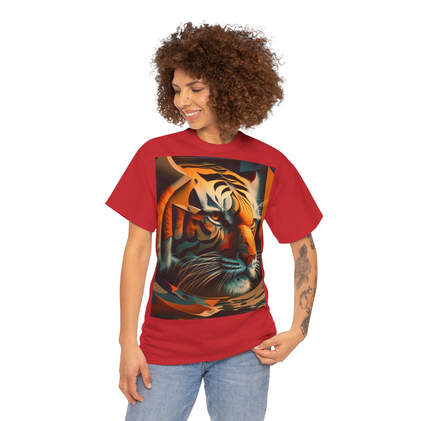 Women's Unisex Heavy Cotton Tee with a Majestic Tiger