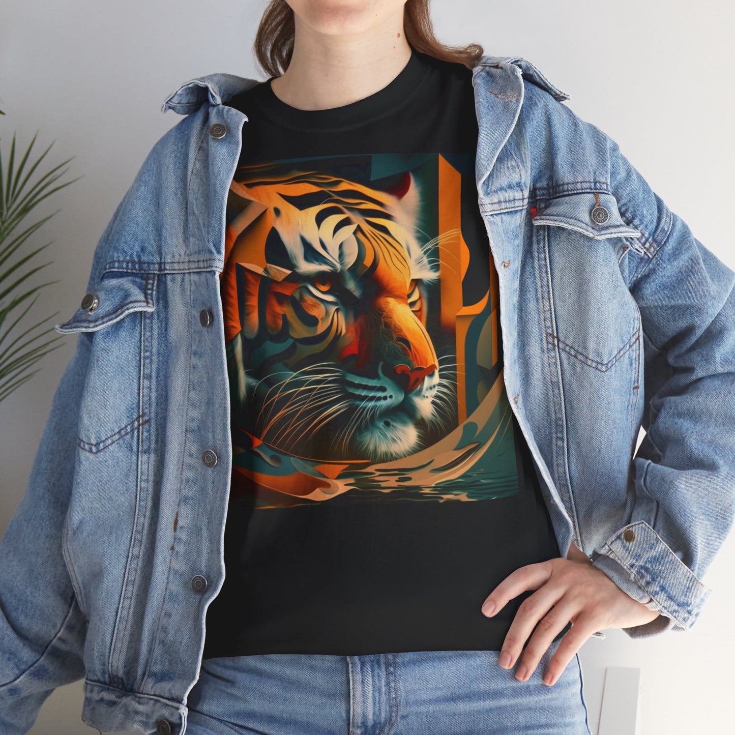 Women's Unisex Heavy Cotton Tee with a Majestic Tiger