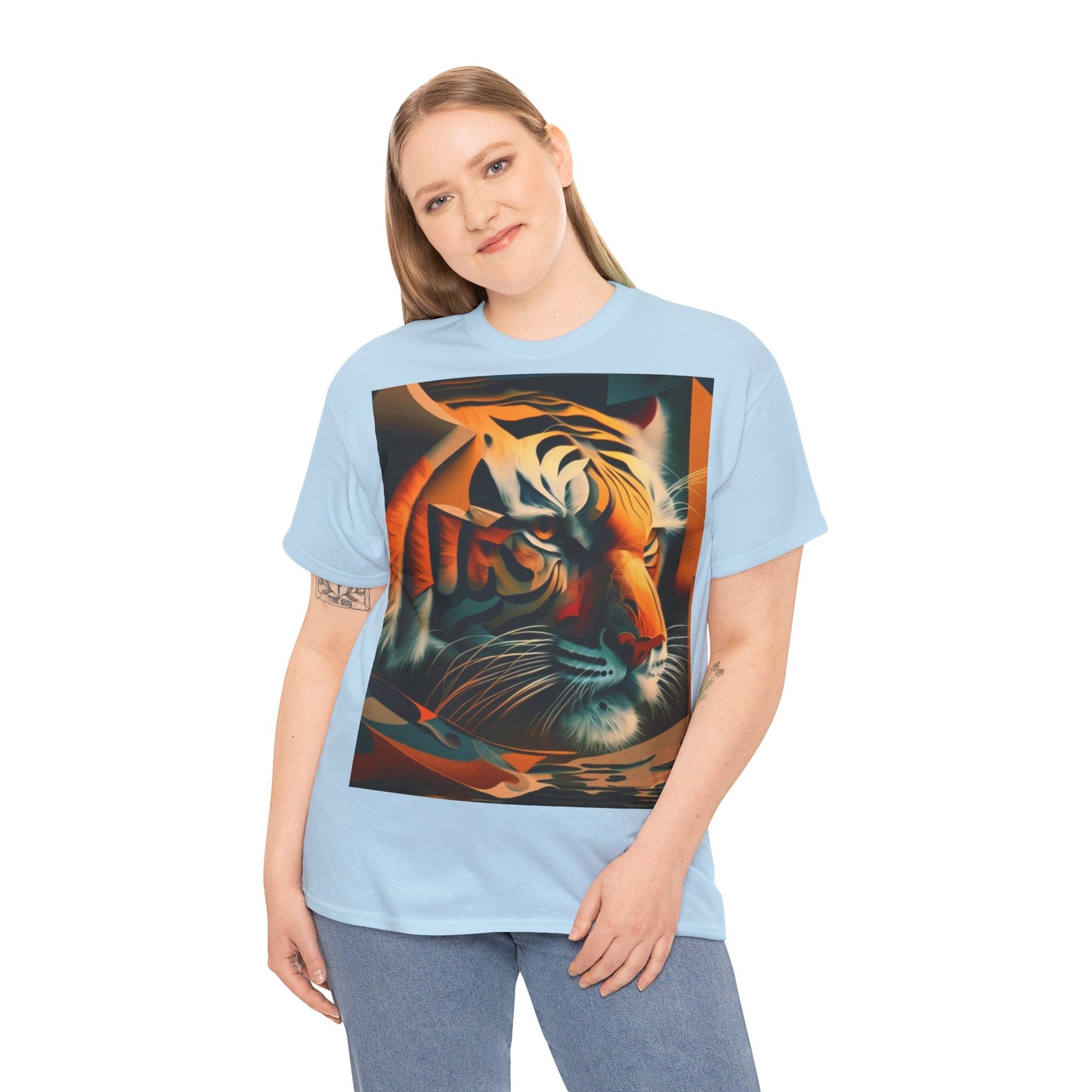 Women's Unisex Heavy Cotton Tee with a Majestic Tiger